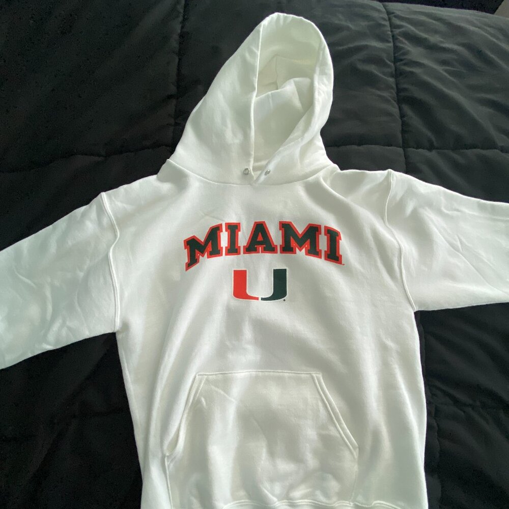 University of Miami Hoodie Mens Medium White